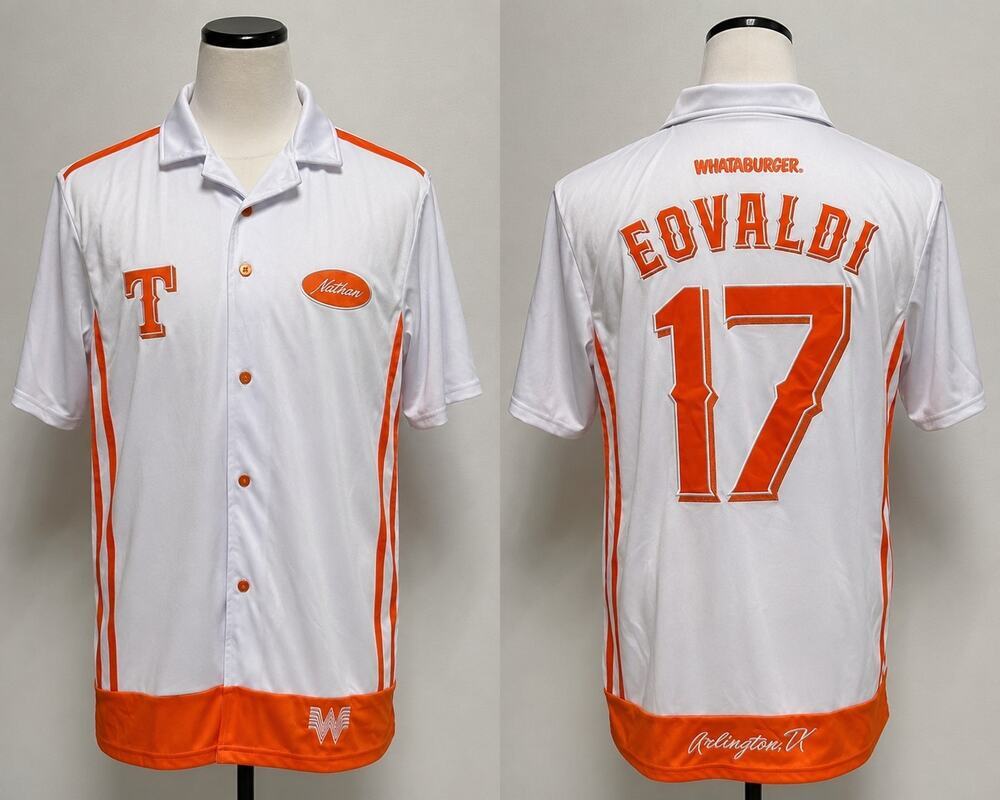 Rare Whataburger Arlington TX Nathan Eovaldi #17 Baseball Jersey Adult Large